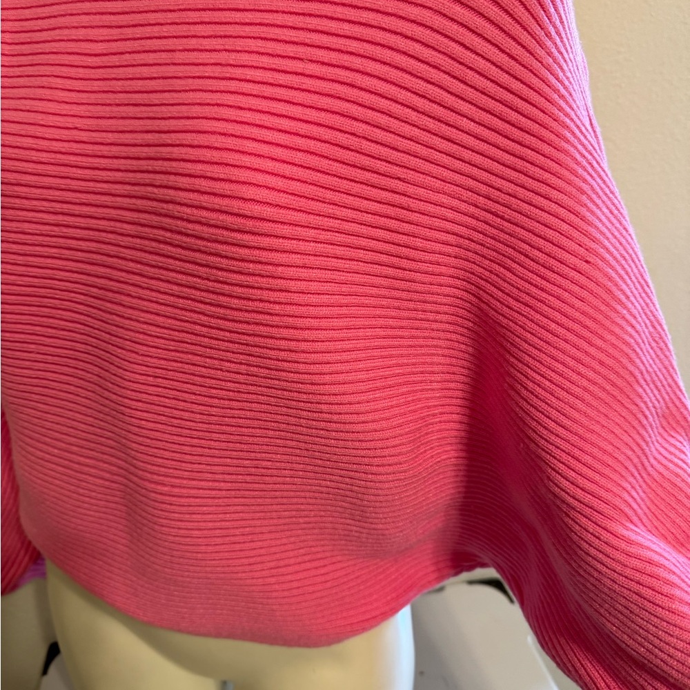 Zara Rich Ribbbes Thick Dolman Oversized HTF Neon Pink Turtleneck Sweater M L - Picture 5 of 7
